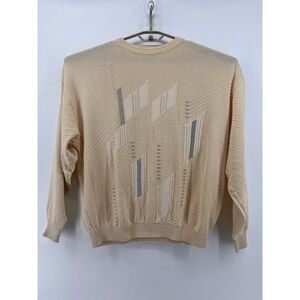 St. Croix Knits Sweater Men's XL Cream/Ivory Crew Neck Golf Cotton Microfiber